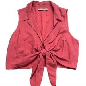 Abercrombie & Fitch Coral Tie-Front Blouse